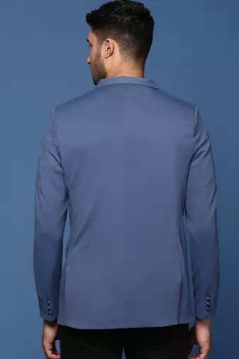 men's blue slim fit single breasted blazer