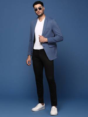men's blue slim fit single breasted blazer 5