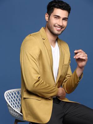 men's mustard slim fit single breasted blazer 1