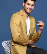 men's mustard slim fit single breasted blazer