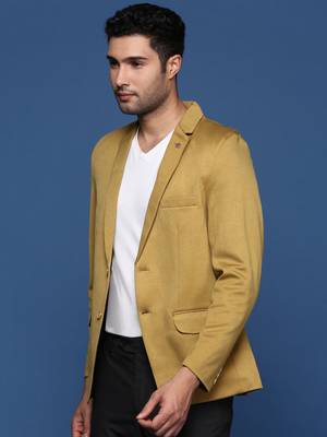 men's mustard slim fit single breasted blazer 3
