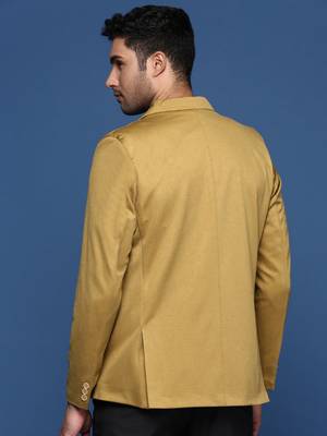 men's mustard slim fit single breasted blazer 4