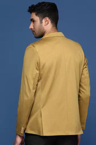 men's mustard slim fit single breasted blazer