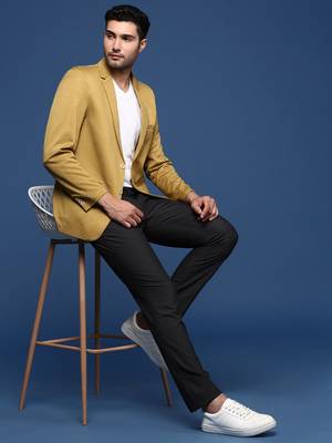 men's mustard slim fit single breasted blazer 5