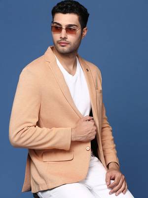 men's orange slim fit single breasted blazer 1