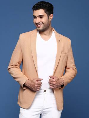 men's orange slim fit single breasted blazer 2