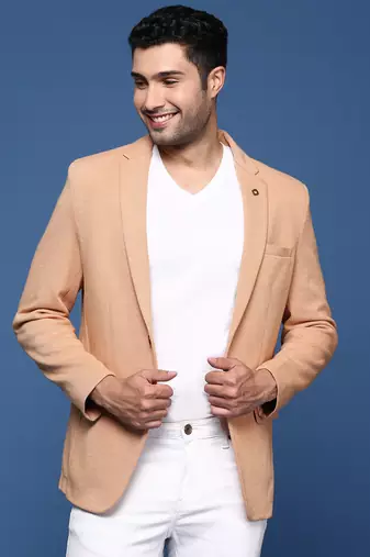 men's orange slim fit single breasted blazer