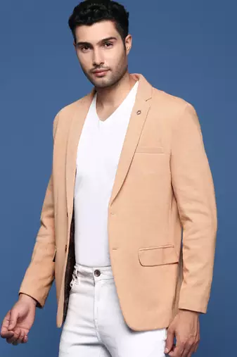 men's orange slim fit single breasted blazer