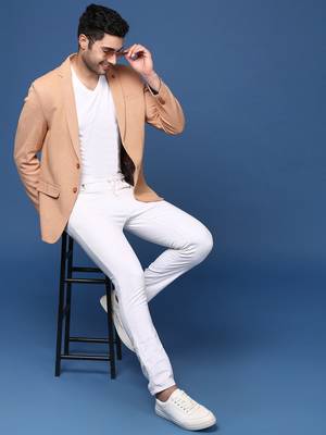men's orange slim fit single breasted blazer 5