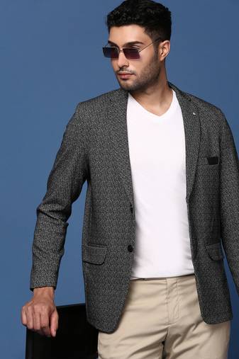 men's black slim fit single breasted blazer