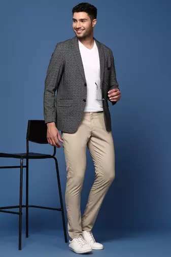 men's Grey slim fit single breasted blazer