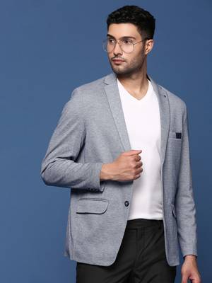 men's blue slim fit single breasted blazer 1