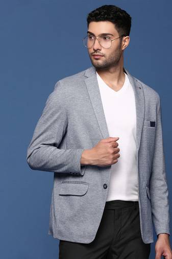 men's blue slim fit single breasted blazer