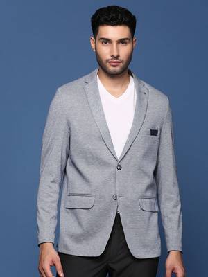 men's blue slim fit single breasted blazer 2