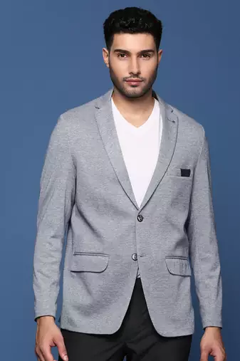 men's blue slim fit single breasted blazer