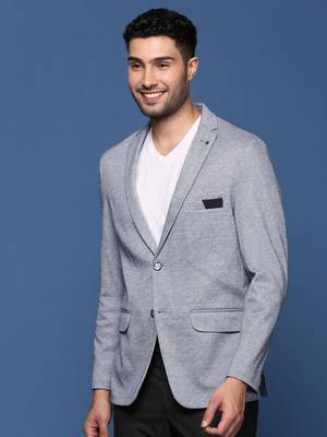 men's blue slim fit single breasted blazer 3