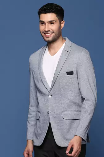 men's blue slim fit single breasted blazer