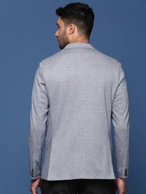 men's blue slim fit single breasted blazer 4