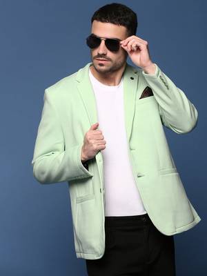 men's sea green slim fit single-breasted blazer 1