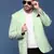 men's sea green slim fit single-breasted blazer