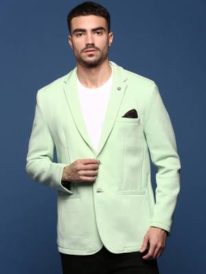 men's sea green slim fit single-breasted blazer 2