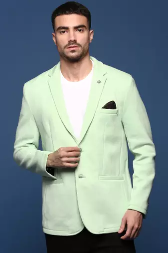 men's sea green slim fit single-breasted blazer