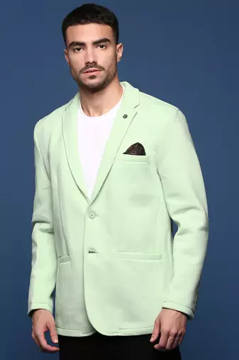 men's sea green slim fit single-breasted blazer