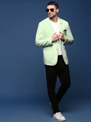 men's sea green slim fit single-breasted blazer 5