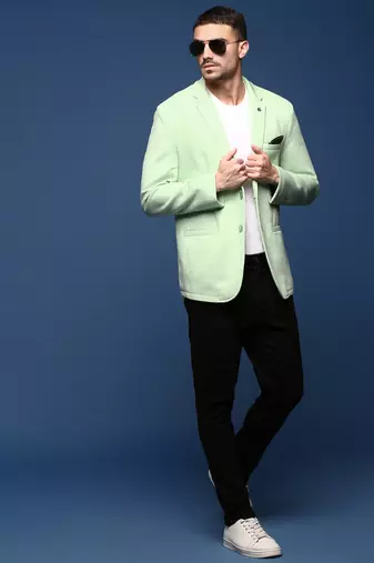 men's sea green slim fit single-breasted blazer