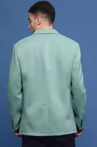 Showoff men's turquoise blue slim fit single-breasted blazer