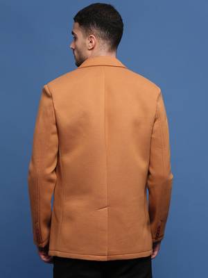 men's camel brown slim fit single-breasted blazer 4
