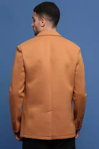 men's camel brown slim fit single-breasted blazer