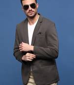 men's charcoal slim fit single-breasted blazer