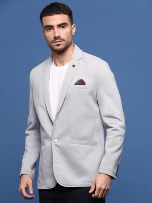 Showoff men's grey slim fit single-breasted blazer 3