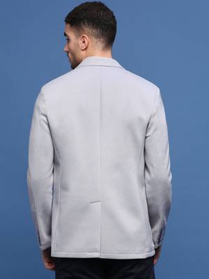 Showoff men's grey slim fit single-breasted blazer 4