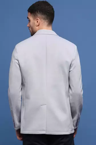 Showoff men's grey slim fit single-breasted blazer