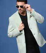 Showoff men's sea green slim fit single-breasted blazer