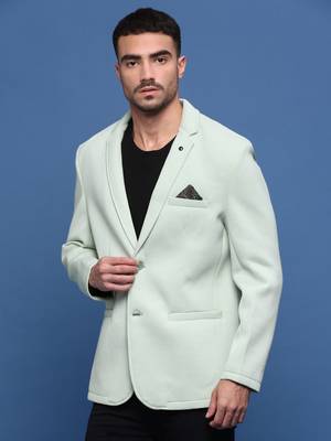 Showoff men's sea green slim fit single-breasted blazer 3