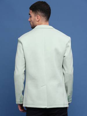 Showoff men's sea green slim fit single-breasted blazer 4