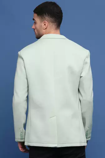 Showoff men's sea green slim fit single-breasted blazer
