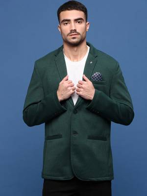 men's green slim fit single-breasted blazer 2