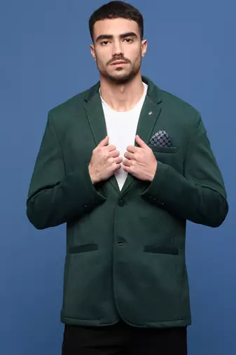 men's green slim fit single-breasted blazer