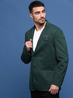 men's green slim fit single-breasted blazer 3