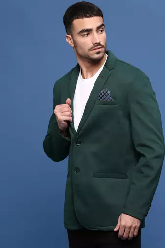 men's green slim fit single-breasted blazer