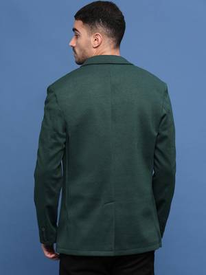 men's green slim fit single-breasted blazer 4