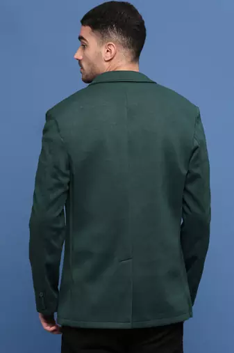 men's green slim fit single-breasted blazer
