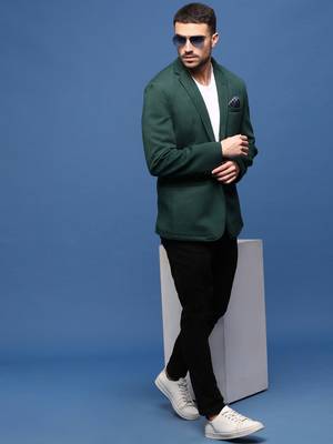 men's green slim fit single-breasted blazer 5