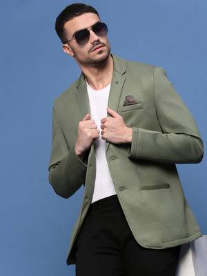 Showoff men's green slim fit single-breasted blazer 1
