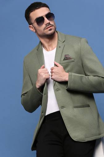 Showoff men's green slim fit single-breasted blazer
