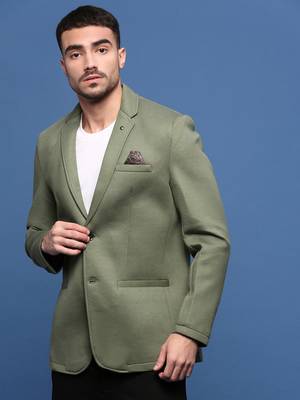 Showoff men's green slim fit single-breasted blazer 3